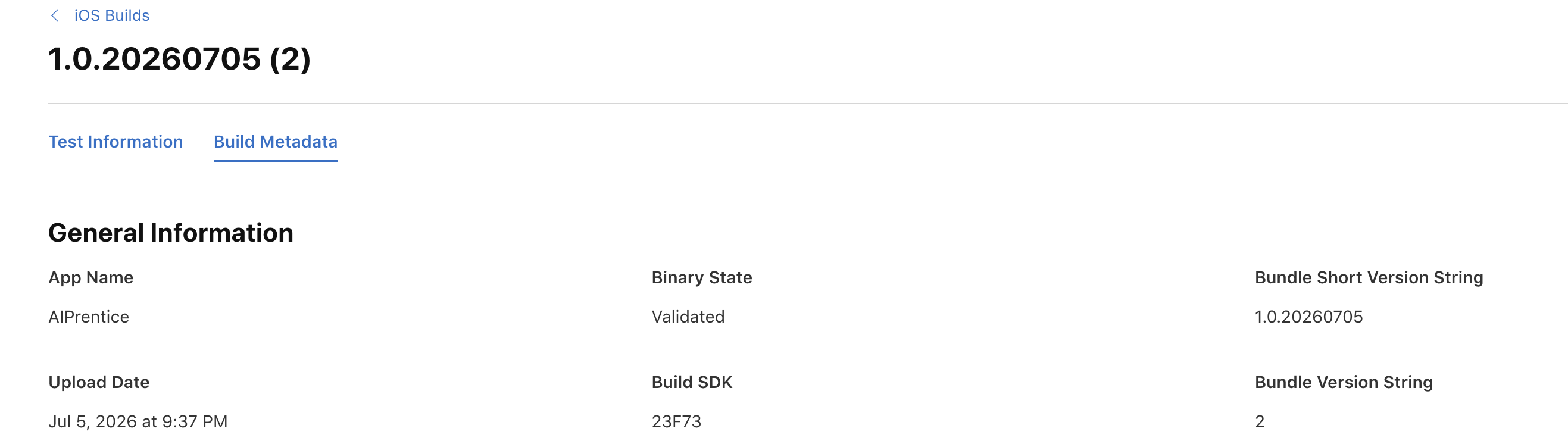 Build Metadata — Validated