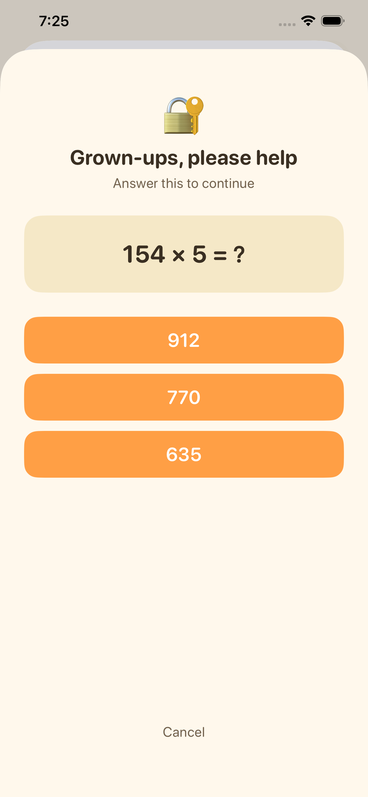 家長閘門 — 答數學題才能進入
